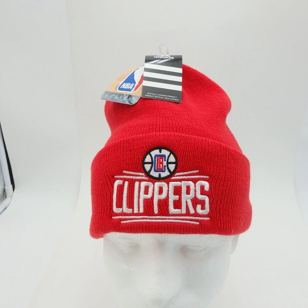 Los Angeles Clippers Beanie Cap Hat Mens Red Adidas Logo NBA NEW NWT